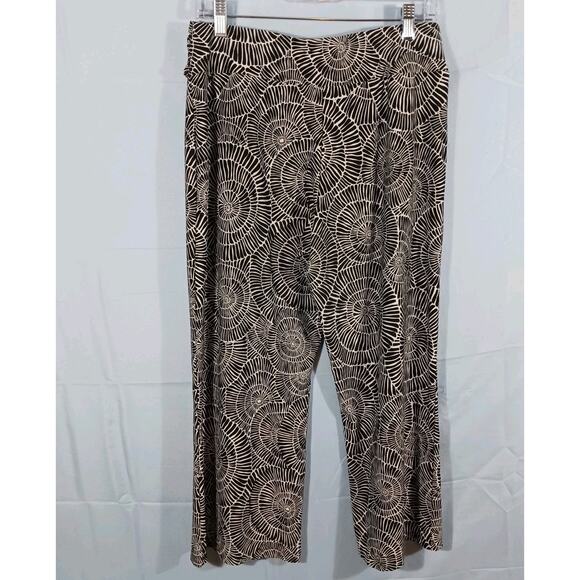 Robert Louis Pants Women's L Black & White Wide Leg Pull On Stretch Silky FLAW - Picture 2 of 11